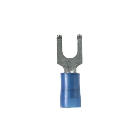 Panduit Fork Terminal, #8 Stud Size, 14 AWG, Nylon Insulated, Blue, 100 PK PN14-8FF-C
